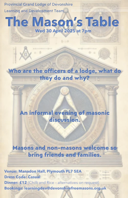 Advert poster for the masons table event