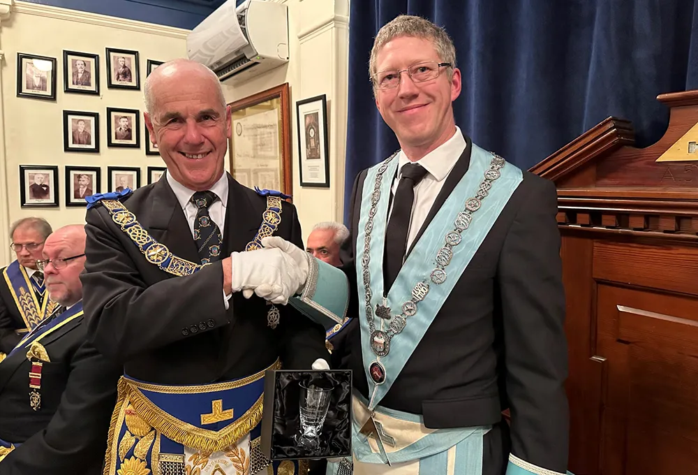 R.W. Bro Nick Ball PGM with WM W.Bro James Rowland