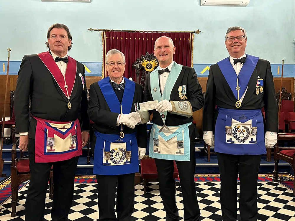 Cheque presentation to Exeter Cathedral